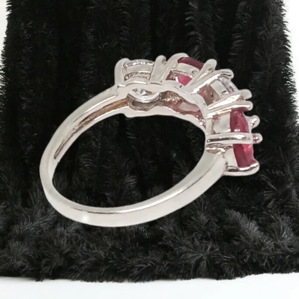 Created Rubies & White Sapphire Sterling Ring